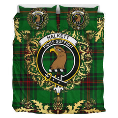 Halkett Tartan Crest Bedding Set - Golden Thistle Style