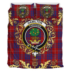 Hamilton Tartan Crest Bedding Set - Golden Thistle Style