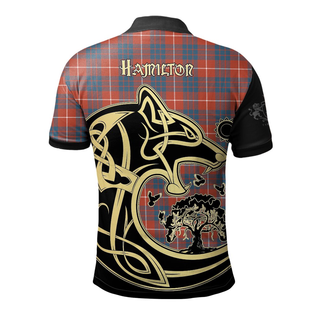 Hamilton Ancient Tartan Polo Shirt Viking Wolf