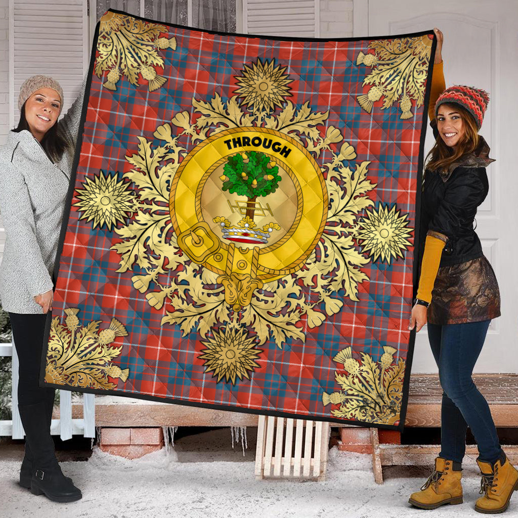 Hamilton Ancient Tartan Crest Premium Quilt - Gold Thistle Style