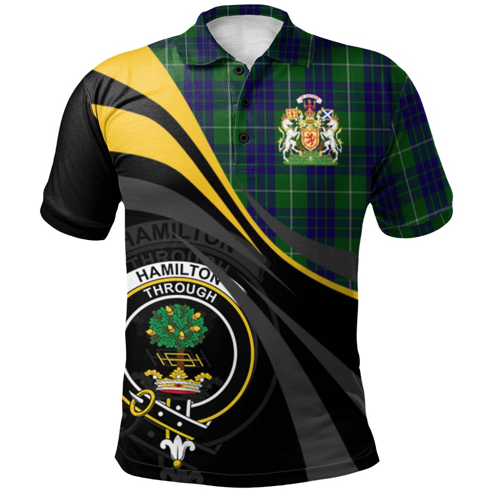 Hamilton Green Hunting Tartan Polo Shirt - Royal Coat Of Arms Style