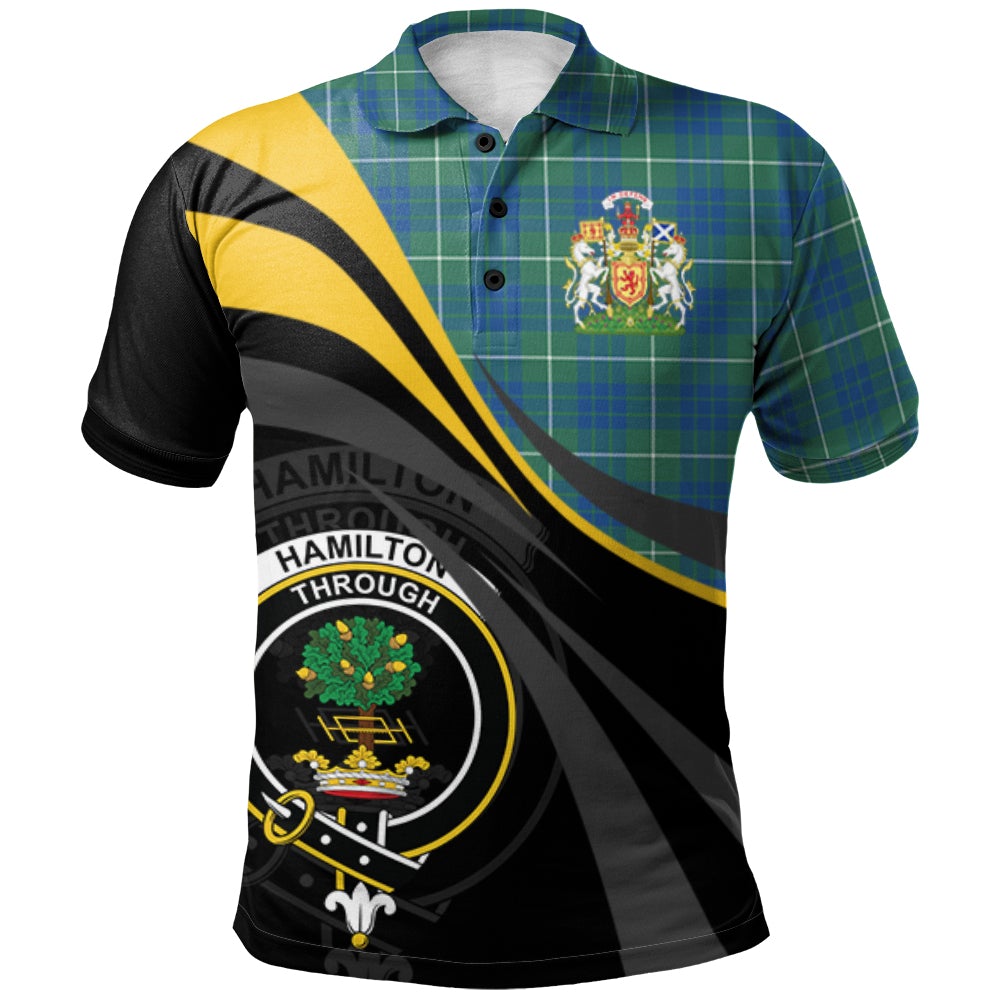 Hamilton Hunting Ancient Tartan Polo Shirt - Royal Coat Of Arms Style