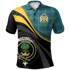 Hamilton Hunting Ancient Tartan Polo Shirt - Royal Coat Of Arms Style