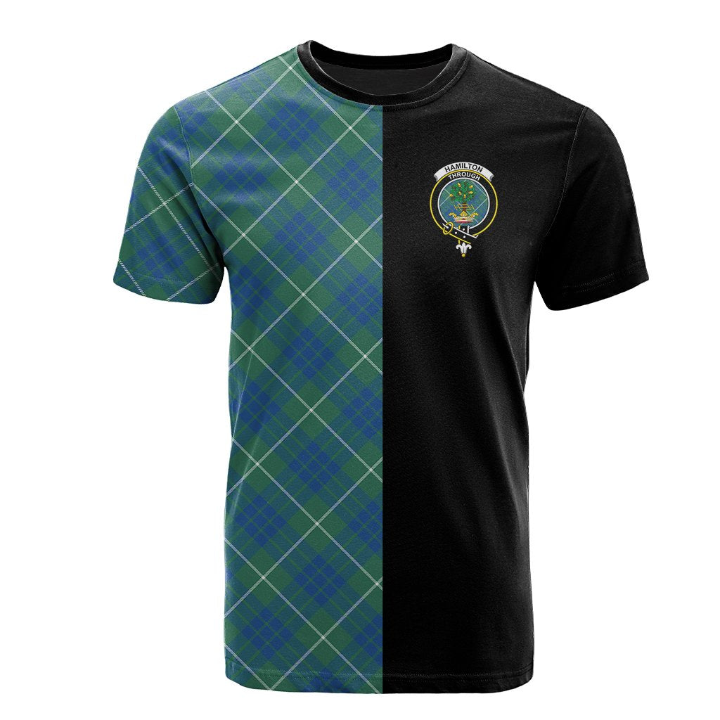 Hamilton Hunting Ancient Tartan T-Shirt Half of Me - Cross Style