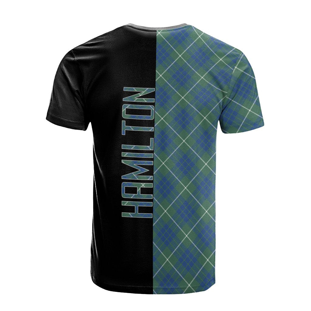 Hamilton Hunting Ancient Tartan T-Shirt Half of Me - Cross Style