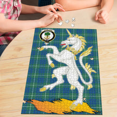 Hamilton Hunting Ancient Tartan Crest Unicorn Scotland Jigsaw Puzzles