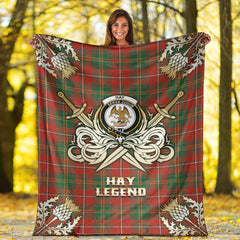 Hay Ancient Tartan Gold Courage Symbol Blanket