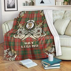 Hay Ancient Tartan Gold Courage Symbol Blanket