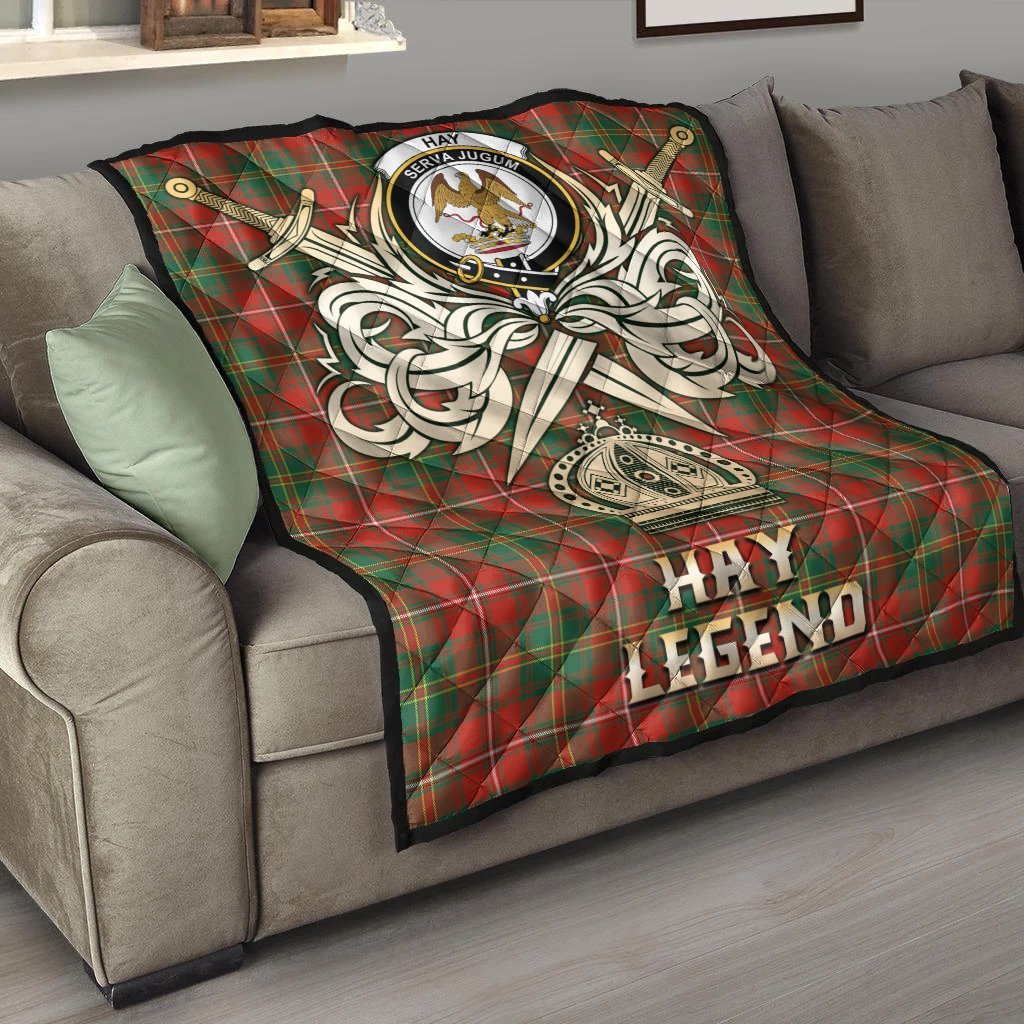 Hay Ancient Tartan Crest Legend Gold Royal Premium Quilt