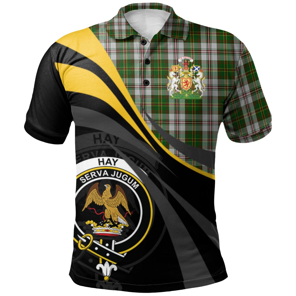Hay White Dress Tartan Polo Shirt - Royal Coat Of Arms Style