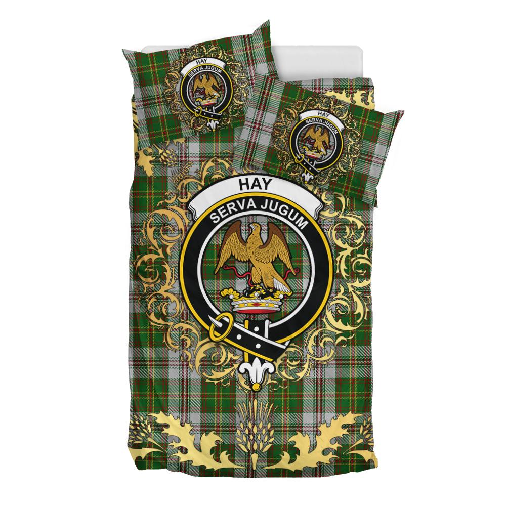 Hay White Dress Tartan Crest Bedding Set - Golden Thistle Style