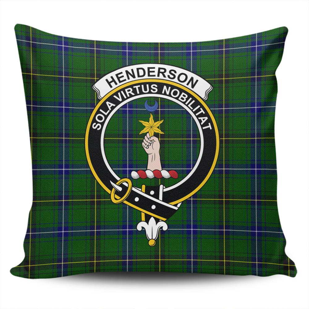 Scottish Henderson Modern Tartan Crest Pillow Cover - Tartan Cushion Cover