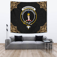 Henderson Tartan Crest Tapestry - Black Style