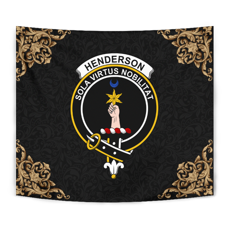 Henderson Tartan Crest Tapestry - Black Style