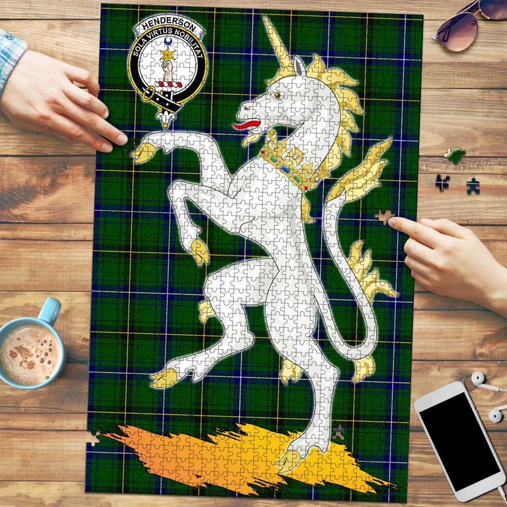 Henderson Modern Tartan Crest Unicorn Scotland Jigsaw Puzzles