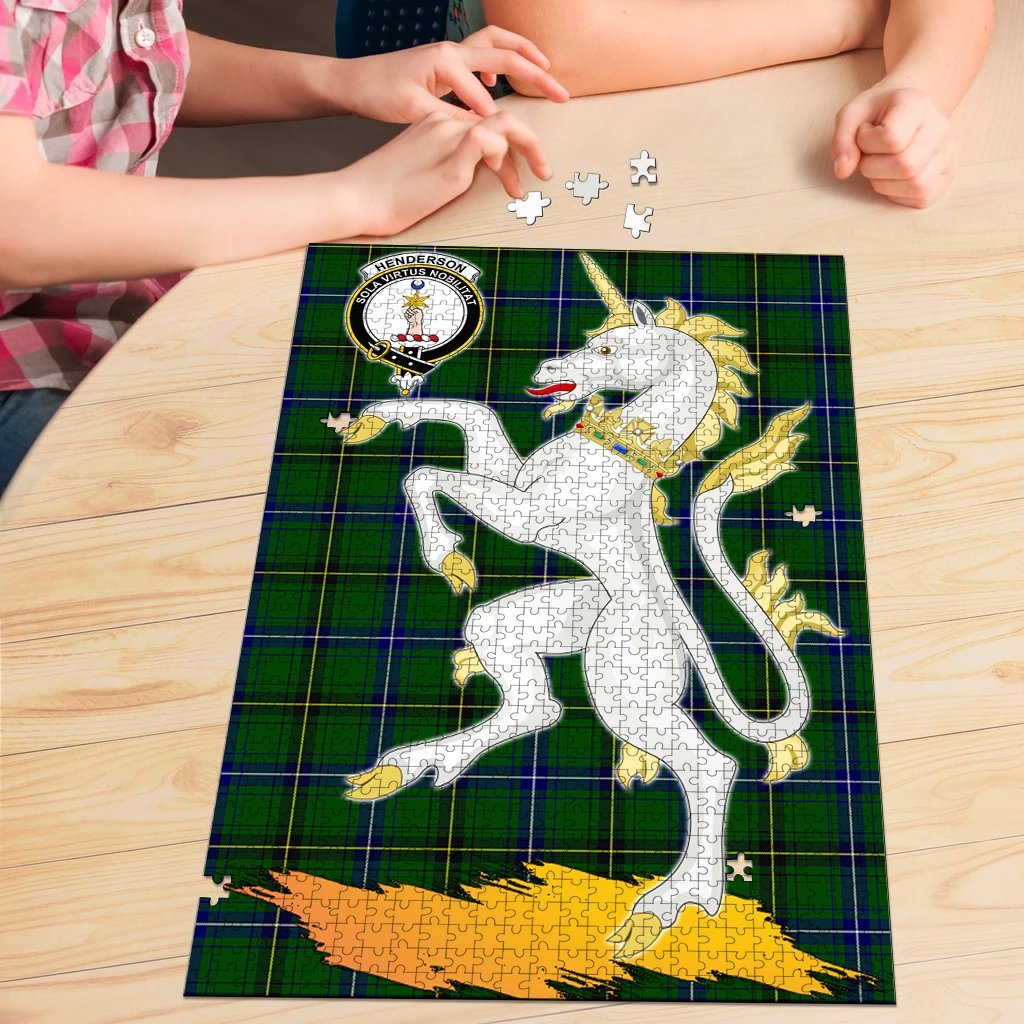 Henderson Modern Tartan Crest Unicorn Scotland Jigsaw Puzzles
