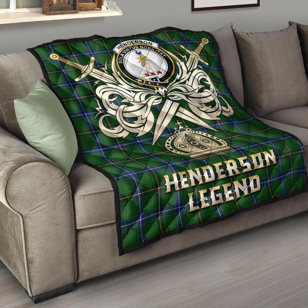 Henderson Modern Tartan Crest Legend Gold Royal Premium Quilt