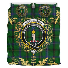 Henderson (MacKendrick) Tartan Crest Bedding Set - Golden Thistle Style