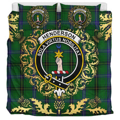 Henderson (MacKendrick) Tartan Crest Bedding Set - Golden Thistle Style