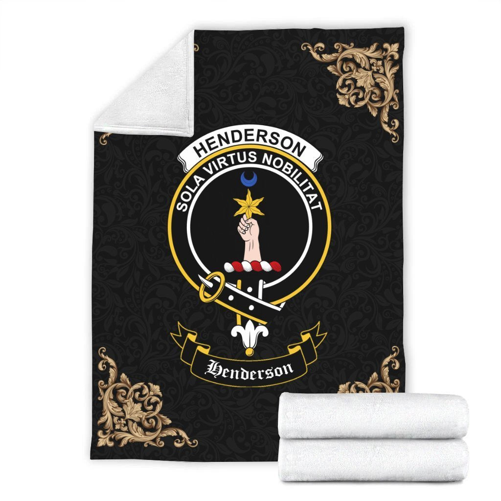 Henderson (MacKendrick) Crest Tartan Premium Blanket Black