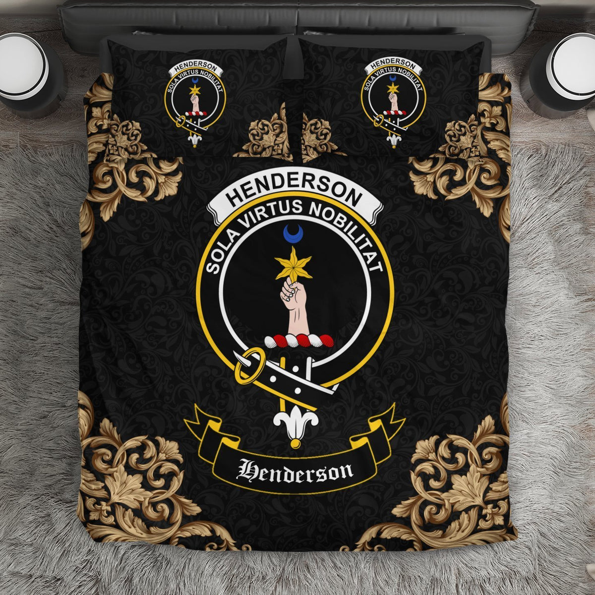 Henderson (MacKendrick) Crest Black Bedding Set