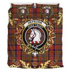 Hepburn Tartan Crest Bedding Set - Golden Thistle Style