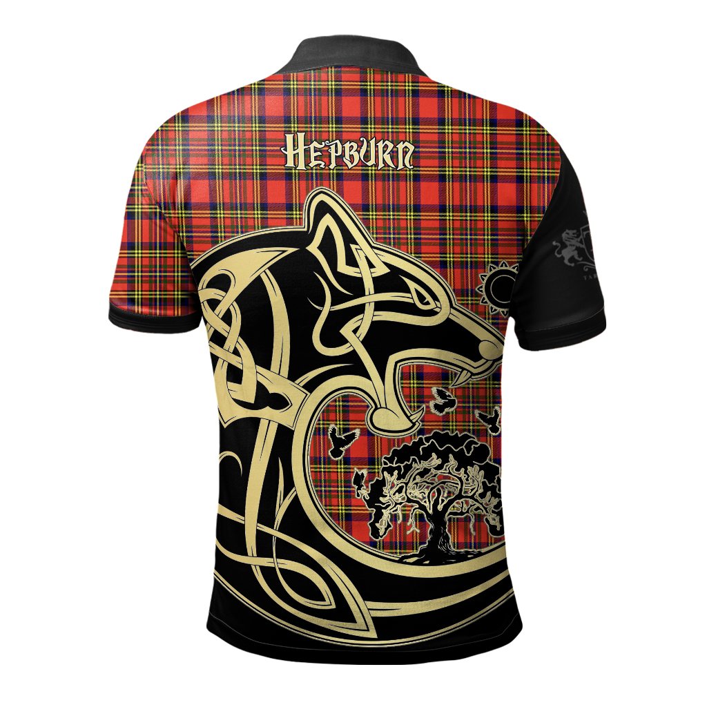 Hepburn Tartan Polo Shirt Viking Wolf