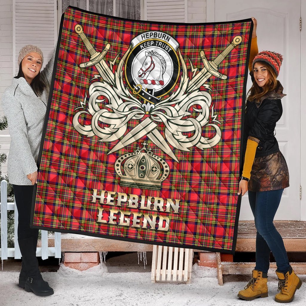 Hepburn Tartan Crest Legend Gold Royal Premium Quilt