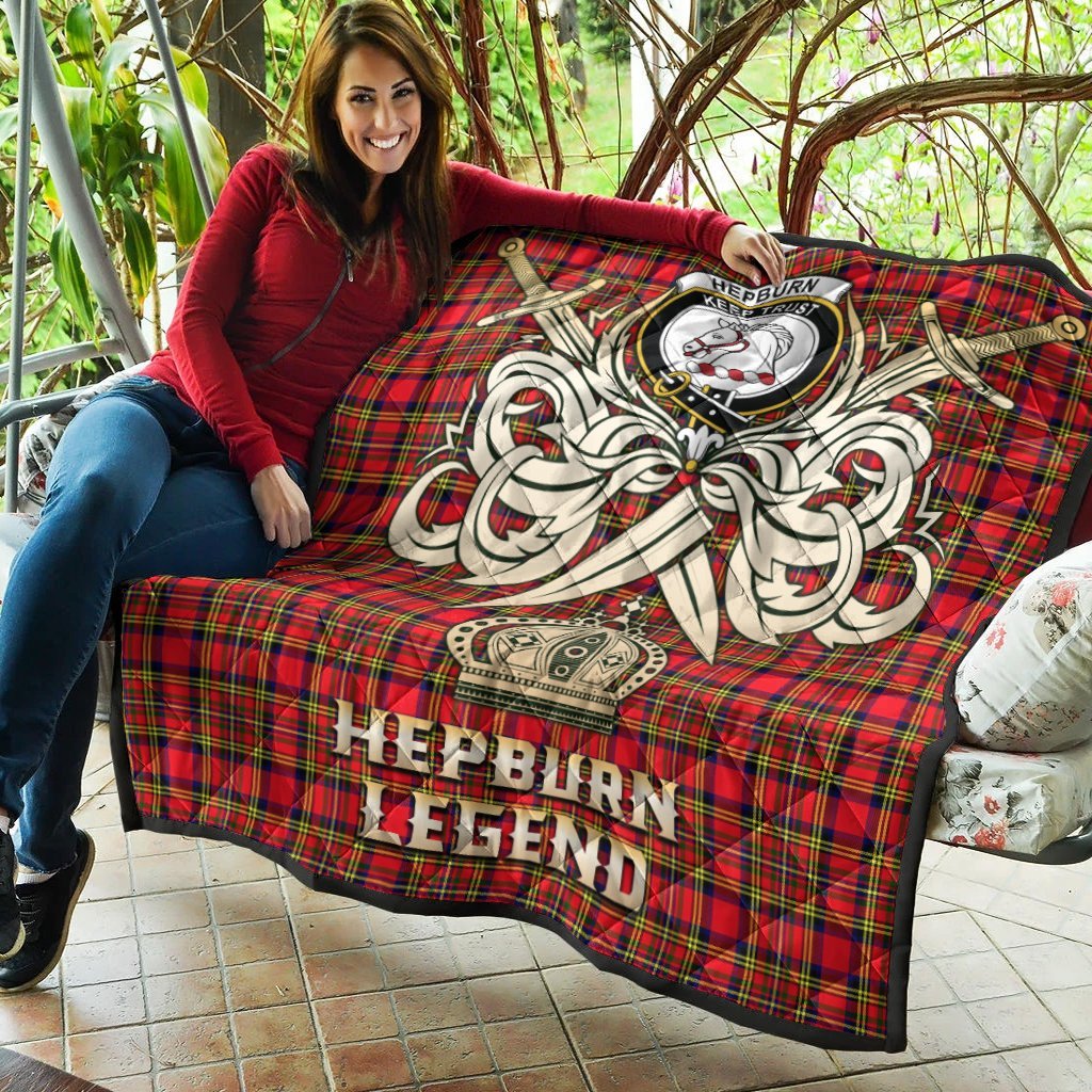 Hepburn Tartan Crest Legend Gold Royal Premium Quilt