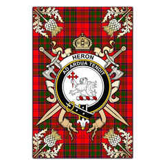 Heron Tartan Crest Black Garden Flag - Gold Thistle Style