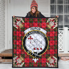 Heron Tartan Crest Premium Quilt - Gold Thistle Style