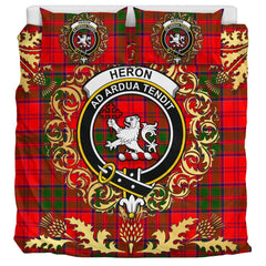 Heron Tartan Crest Bedding Set - Golden Thistle Style