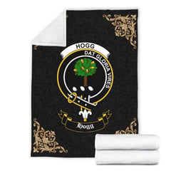 Hogg (or Hog) Crest Tartan Premium Blanket Black