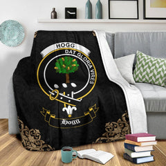 Hogg (or Hog) Crest Tartan Premium Blanket Black