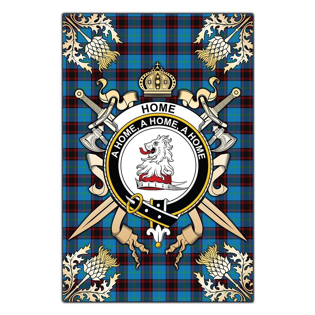 Home Ancient Tartan Crest Black Garden Flag - Gold Thistle Style