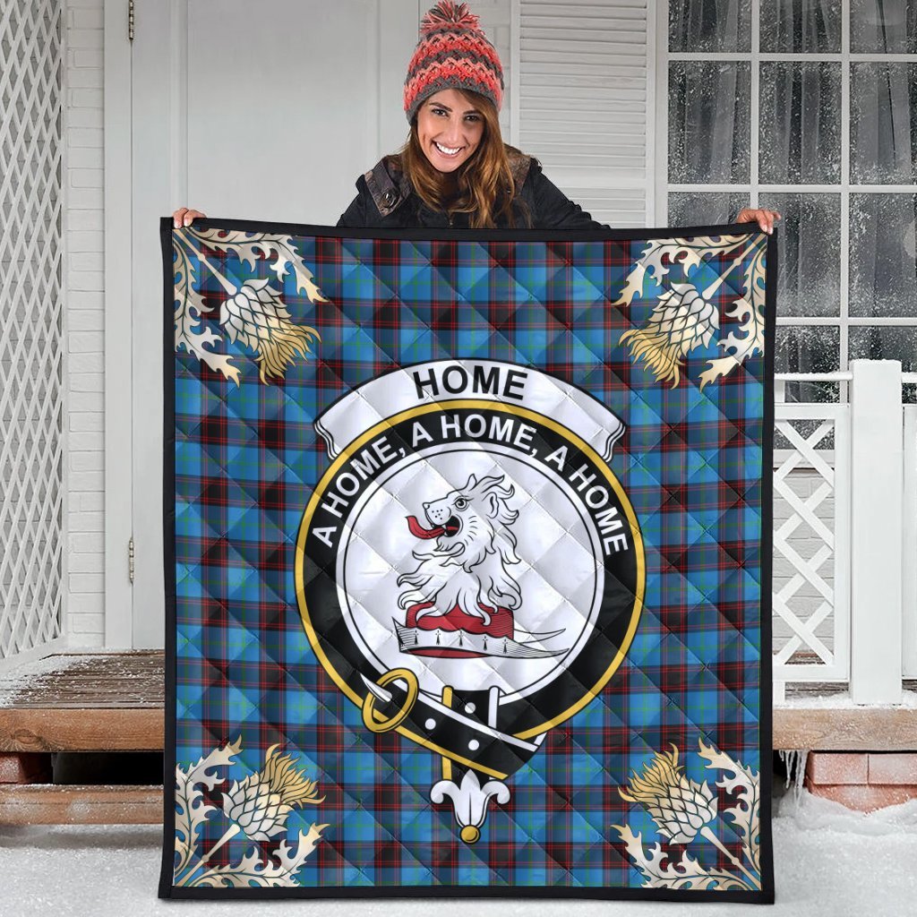 Home Ancient Tartan Crest Premium Quilt - Gold Thistle Style