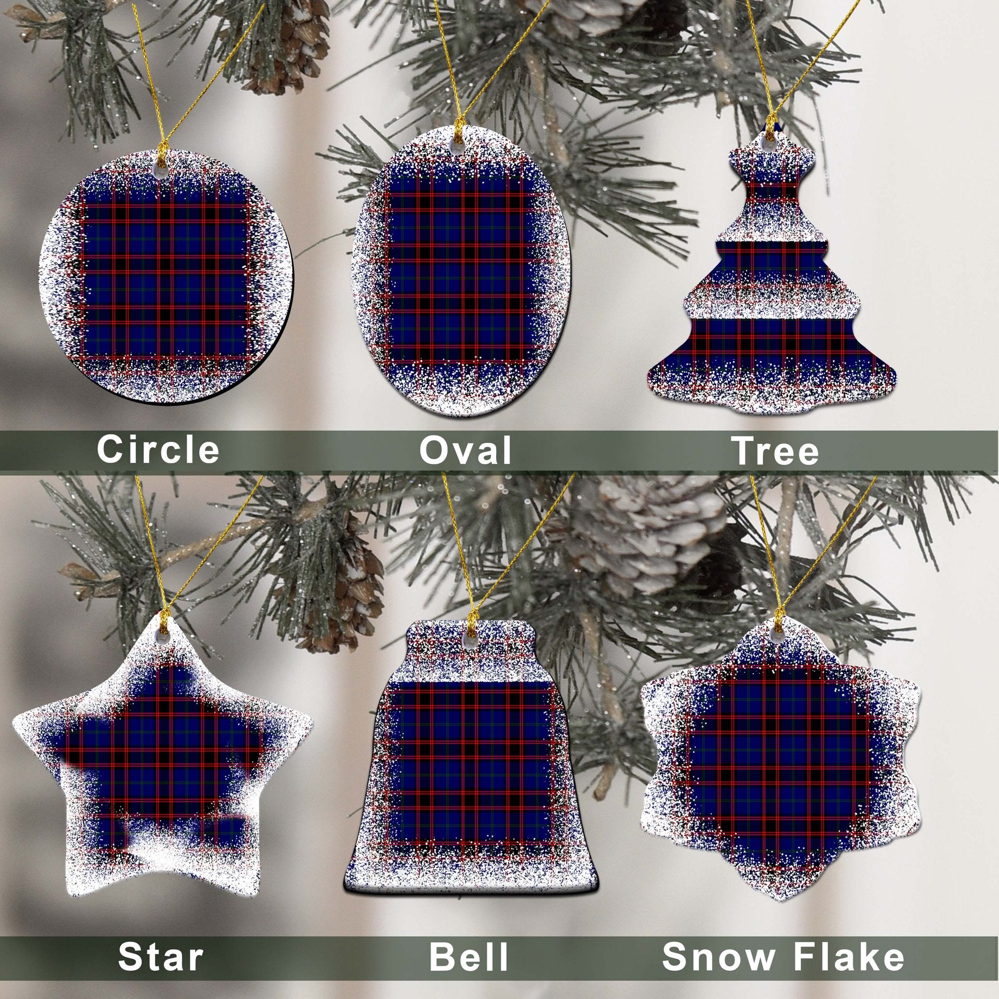 Home (or Hume) Tartan Christmas Ceramic Ornament - Snow Style