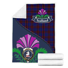Home (or Hume) Tartan Crest Premium Blanket - Thistle Style