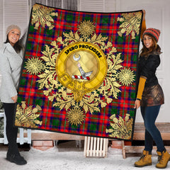 Hopkirk Tartan Crest Premium Quilt - Gold Thistle Style