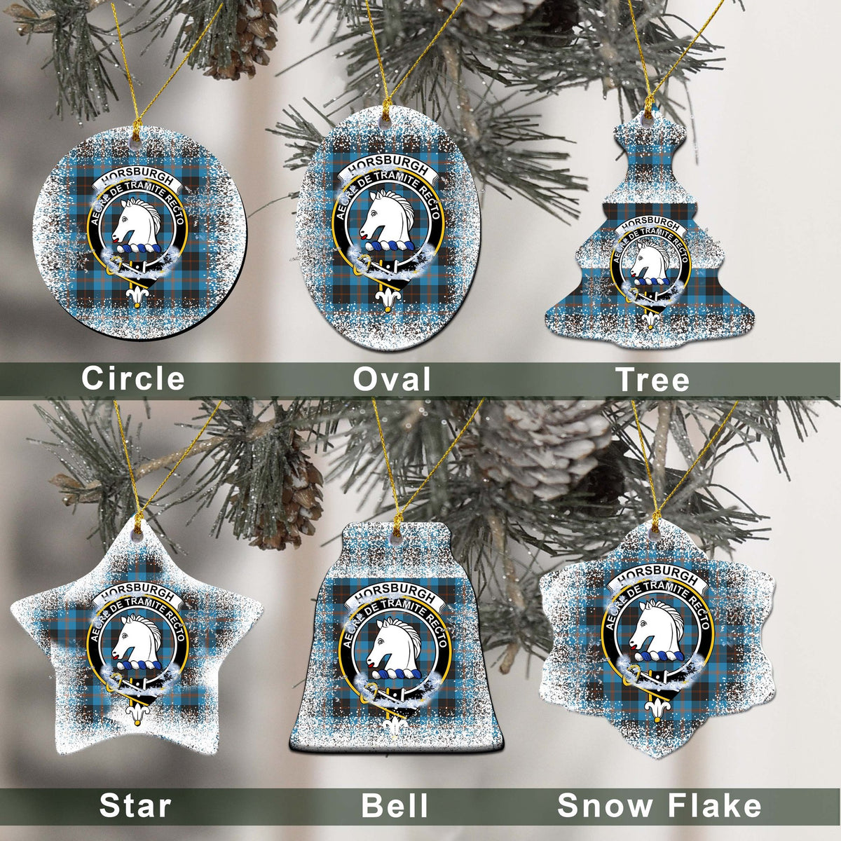 Horsburgh Tartan Christmas Ceramic Ornament - Snow Style