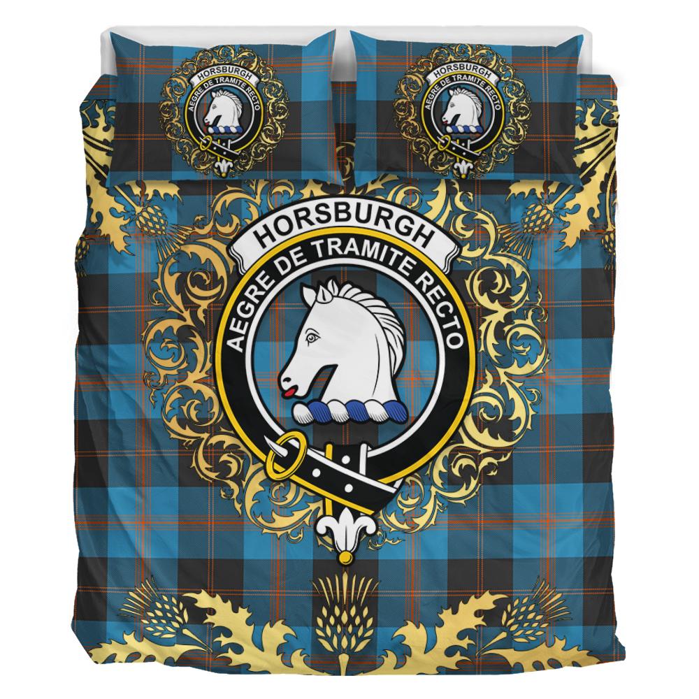 Horsburgh Tartan Crest Bedding Set - Golden Thistle Style