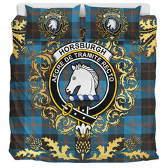 Horsburgh Tartan Crest Bedding Set - Golden Thistle Style