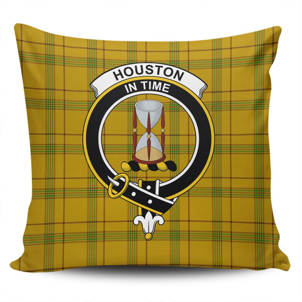 Scottish Houston Tartan Crest Pillow Cover - Tartan Cushion Cover