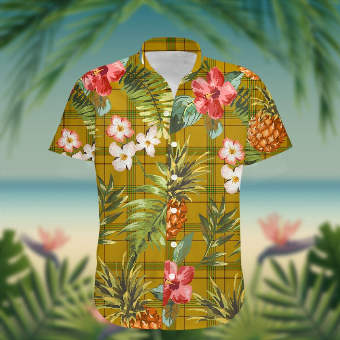Houston Tartan Hawaiian Shirt Hibiscus, Coconut, Parrot, Pineapple - Tropical Garden Shirt
