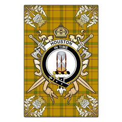 Houston Tartan Crest Black Garden Flag - Gold Thistle Style