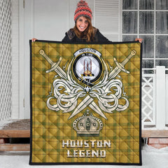 Houston Tartan Crest Legend Gold Royal Premium Quilt