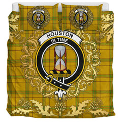 Houston Tartan Crest Bedding Set - Golden Thistle Style