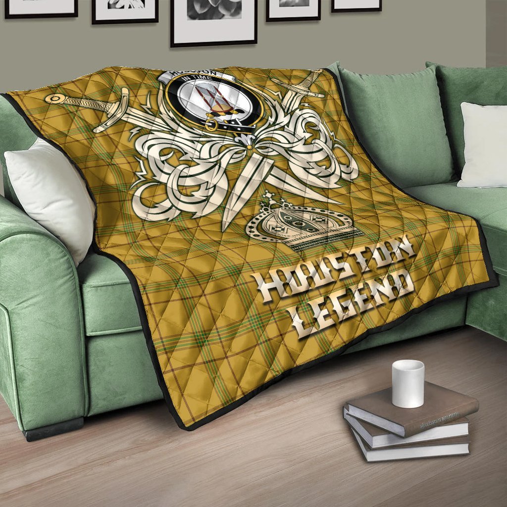 Houston Tartan Crest Legend Gold Royal Premium Quilt