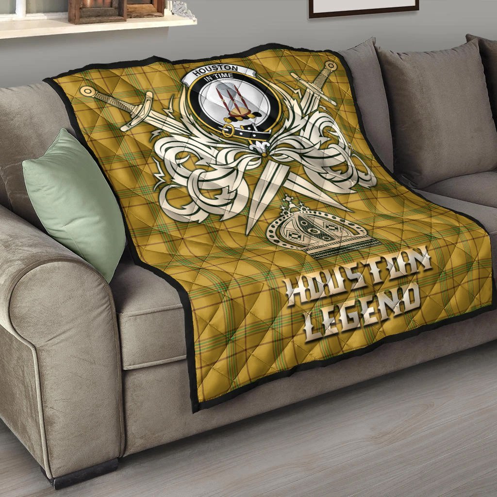 Houston Tartan Crest Legend Gold Royal Premium Quilt