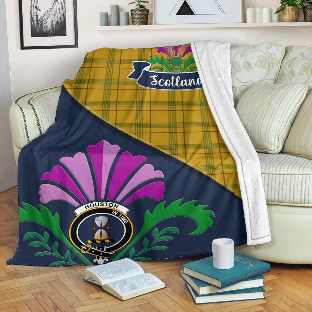 Houston Tartan Crest Premium Blanket - Thistle Style